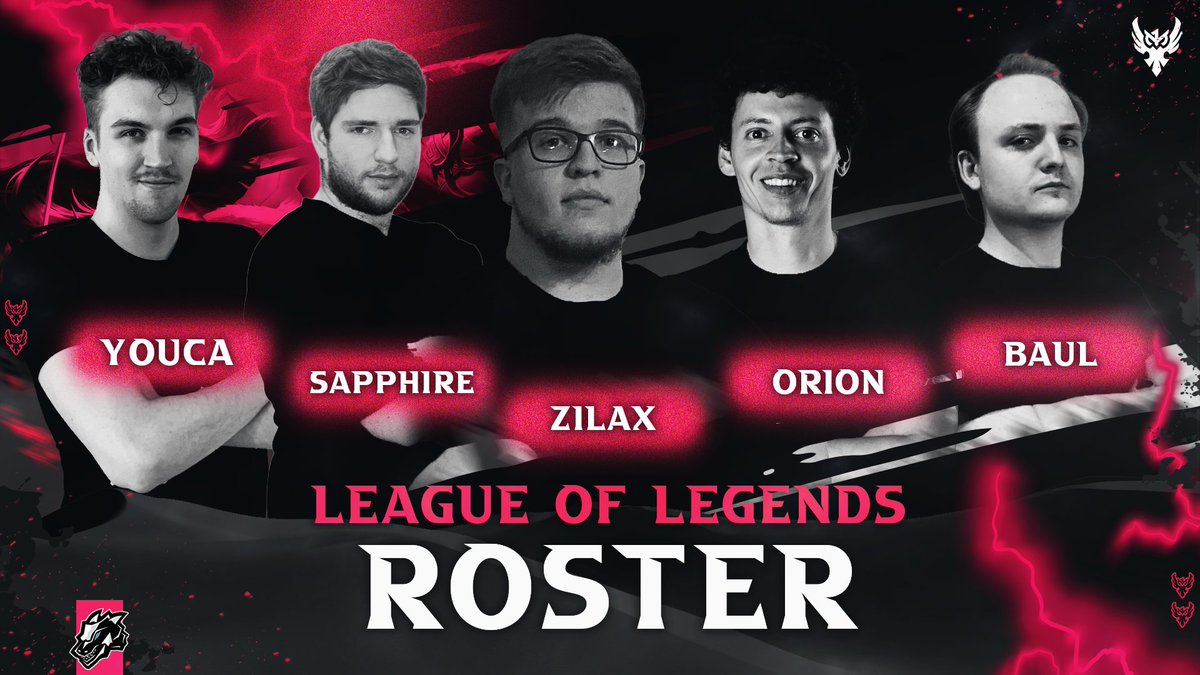 We're playing in the group stage of the <a href="/A1eSports_AT/">A1 eSports</a> Legends Cup starting tomorrow! 🏆

Let's welcome the roster that will be representing us! 🔥

Top: @Youca_1
Jungle: <a href="/sapphire__lol/">Sapphire</a>
Mid: <a href="/lolZilax/">Zilax</a>
ADC: <a href="/OrionADC/">Alan Roger</a> 
Support: <a href="/INTBaul/">Baul</a> 

Coach: <a href="/_Freeze_LoL_/">Freeze</a> 

#1MUP 🦉