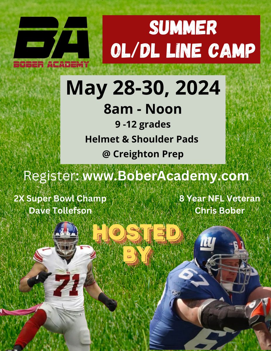 We are excited to announce that @DTollefson71 will be coaching Defensive Line at our Summer Camp May 28-30th. Click the link 👇 to register the best OL/DL coach around! bit.ly/BA24SummerCamp #boberacademy #offensivelinecamp #defensivelinecamp @chrisbober