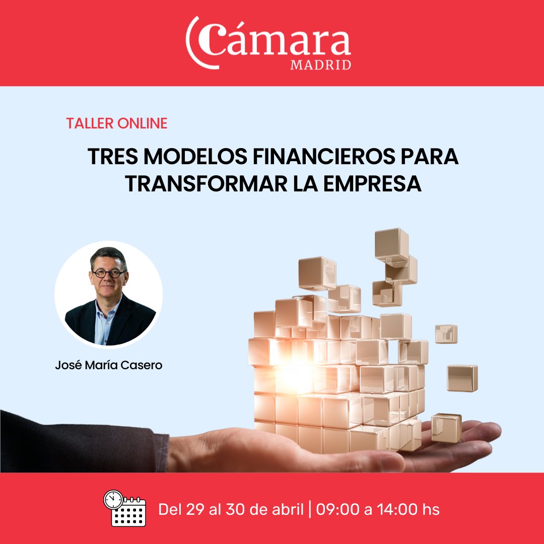 Toma decisiones que la hagan crecer de forma rentable y sostenible tu empresa, de la mano de José María Casero. ¡Te esperamos en este taller online! is.gd/Y0t3kW

#CámaraMadrid