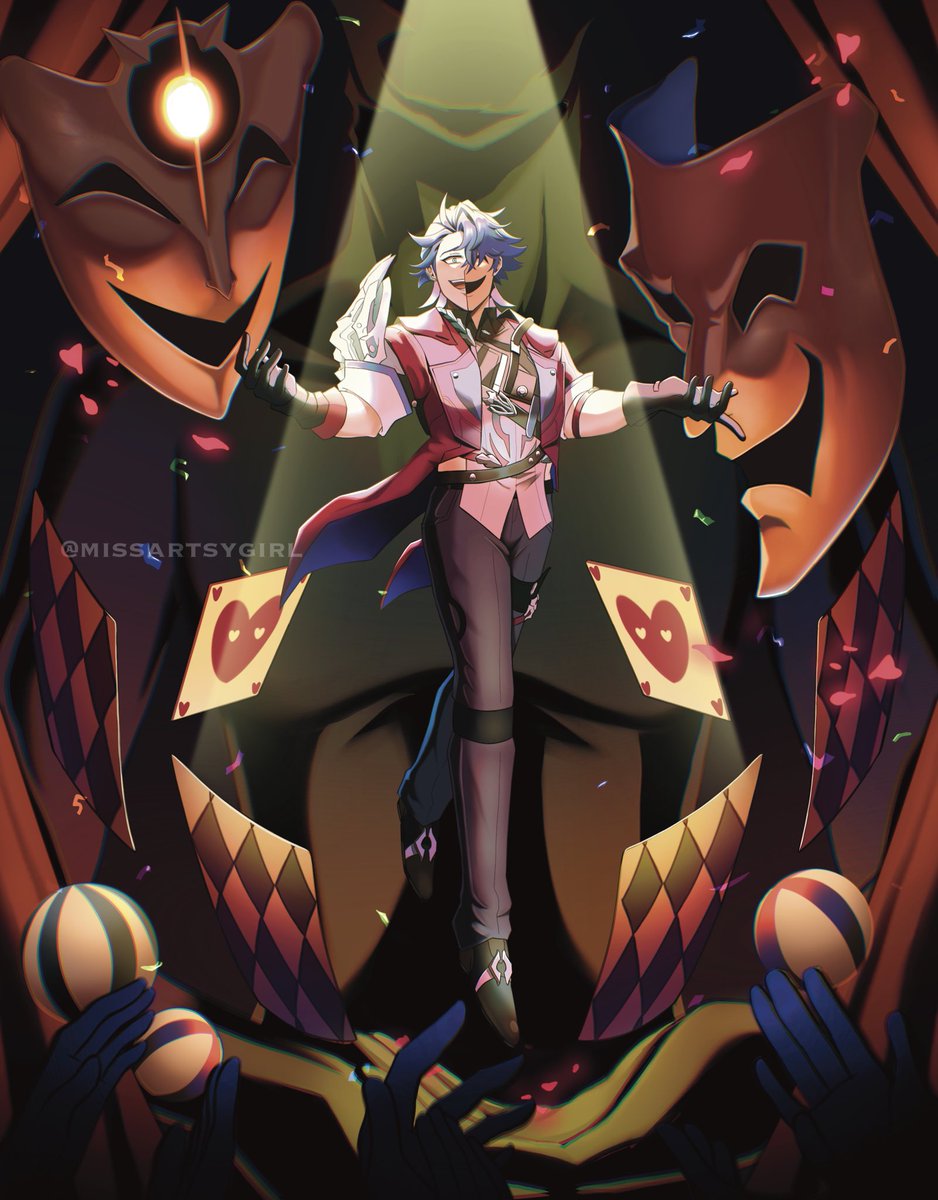 MissArtsyGirl's tweet photo. "Sometimes even an old timer like me feels like taking the stage and making a fool of myself." 

Sampo Koski being the best masked fool in HSR✨ (manifesting 5🌟 Sampo) 

Retweets are appreciated ❤️ im so proud of this 😭

#sampokoski #HonkaiStarRail https://t.co/4OV4EFcb0a
