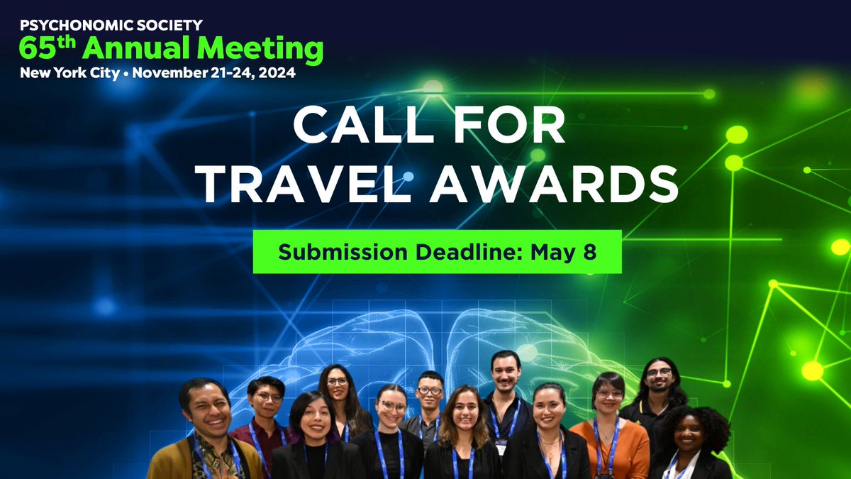 Reminder: Applications for this year’s Yates Student Travel Award, Graduate Travel Award, or Student Travel Award from Emerging/Developing Nations are due May 8. Log in to the abstract system using your PS member username and password to submit: bit.ly/3vozSYz #psynom24