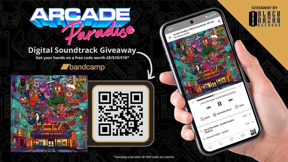 We hear you love the Arcade Paradise Soundtrack. How about we let you listen to it FOREVER on @Bandcamp 1000 keys. GO, GO, GO! TURN IT UP LOUD!!!!!