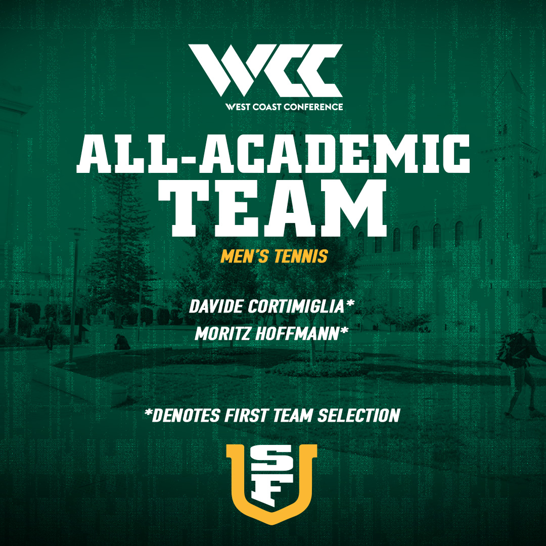 usfmenstennis's tweet photo. Great job guys 🤝

Congratulations to Davide and Moritz for being named to the 2024 @WCCsports All-Academic First Team!

📰Full Release: https://t.co/O31zPyMR5f 

#USFDons | #WCCsports https://t.co/inxbK85C8x