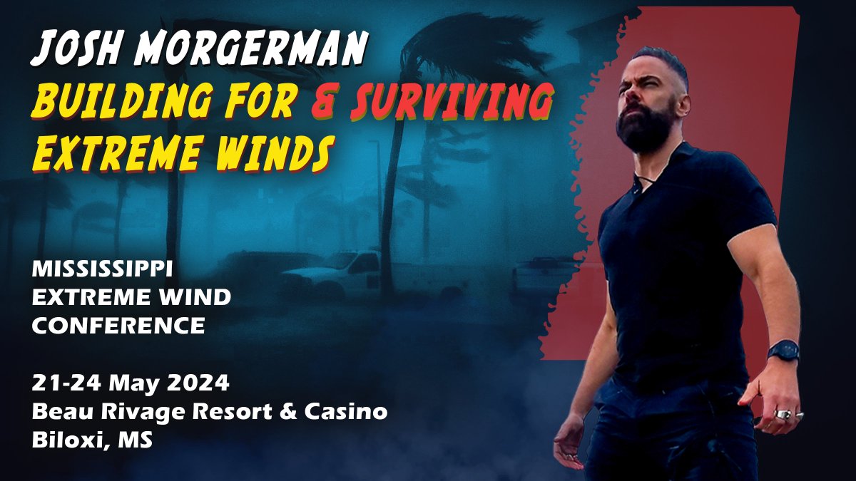 Want to know how I built my home for EXTREME winds—& how I've survived 'em all these years? Get down to Biloxi for @MSInsuranceDept's Extreme Wind Conference 22-23 May. Stay at @BeauBiloxi on the beach & see my intense talk. It'll be a show. REGISTER: reg.extension.msstate.edu/reg/event_page…