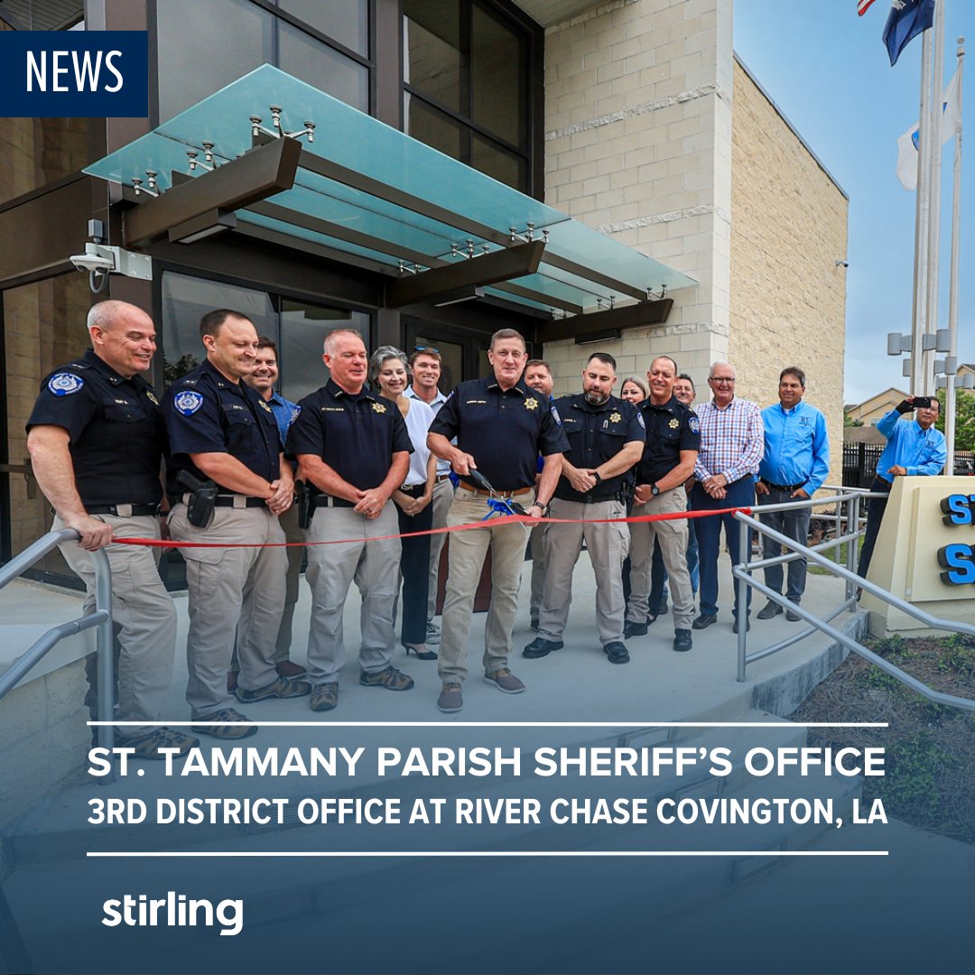 StirlingProp's tweet photo. 🚨🎉 Congrats to @STPSO on the opening of the new 3rd District Patrol Station located within River Chase in Covington, LA. New hub by I-12 to bring services &amp; dedicated deputies to our growing community! 
#StTammanySafety #CommunityCommitment 🌟🚔 https://t.co/I6Bu6j2UFG