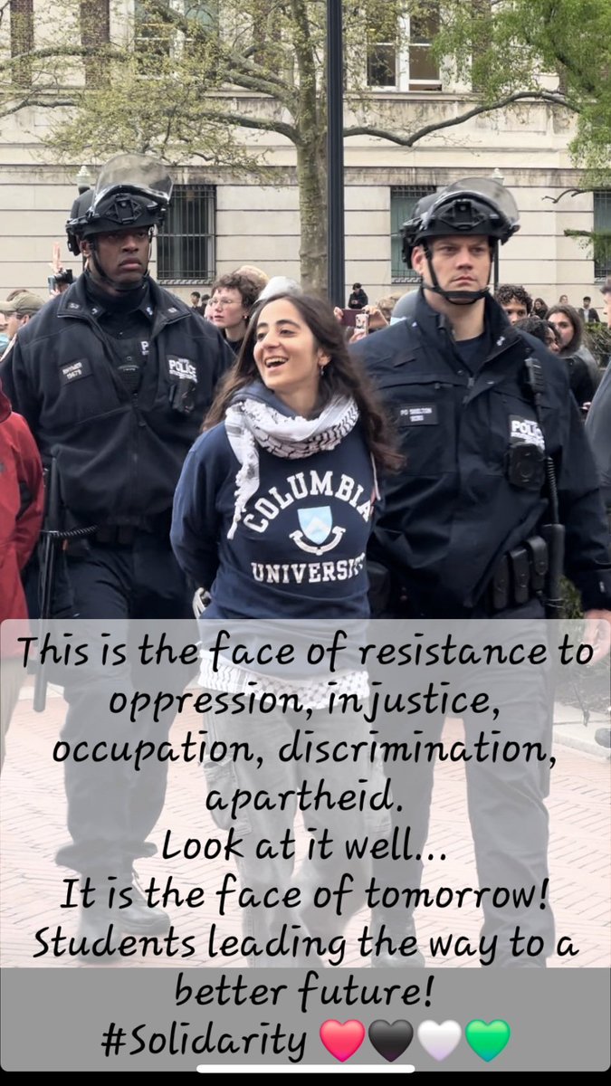 @JoshuaPHilll @AdalahJustice Thank you! 🙏🏼🙏🏼🙏🏼 #NYU
Hope for a better future is being born at university campuses! ❤️🖤🤍💚
#nyu4palestine
#StudentSolidarity
#EndOccupation
#EndApartheid
#StoptheGenocide
From the river to the sea, Palestine will be free 🇵🇸🇵🇸🇵🇸