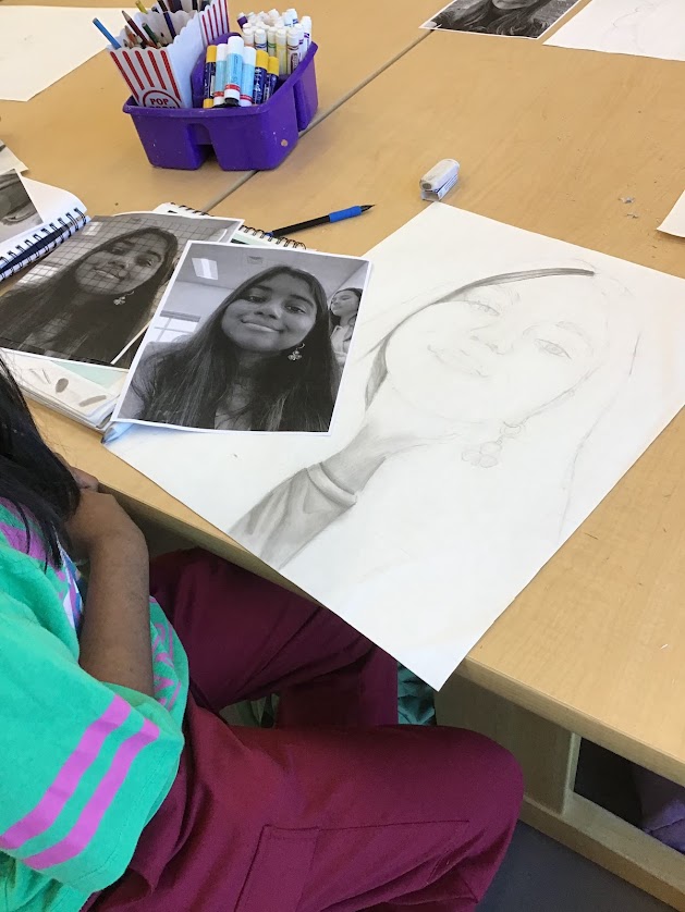 Visual Comp II Students are beginning to add Value to their Self Portraits! @AFMSChargers