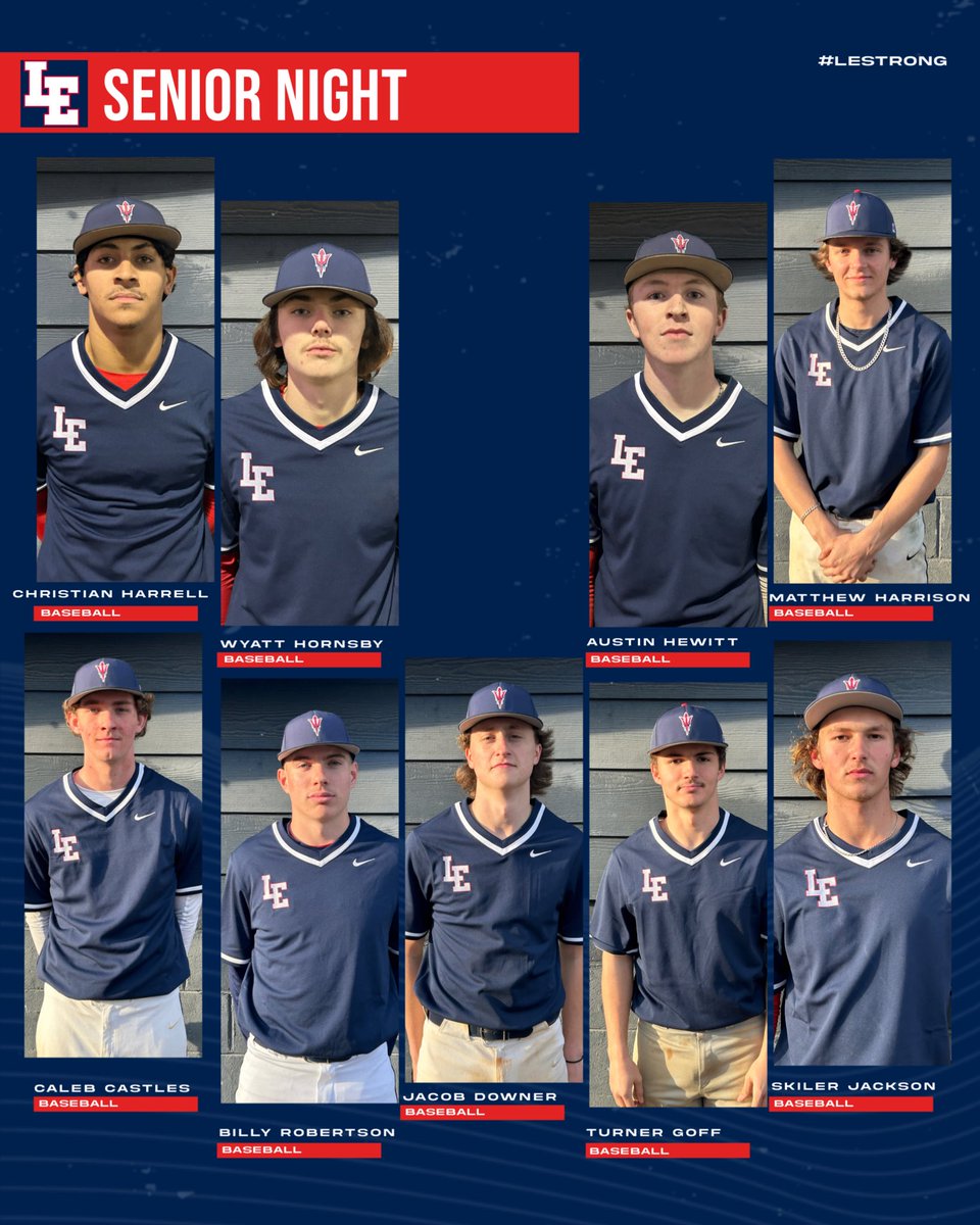 LEDemon_Basebal's tweet photo. Tonight we get a chance to honor our Seniors! LE Demon Baseball has 9 guys graduating! These 9 have put in tons of effort and heart throughout their time in the program! Our season is far from over but we thank you for everything you have done! #LESTRONG https://t.co/HTwZETWOfR