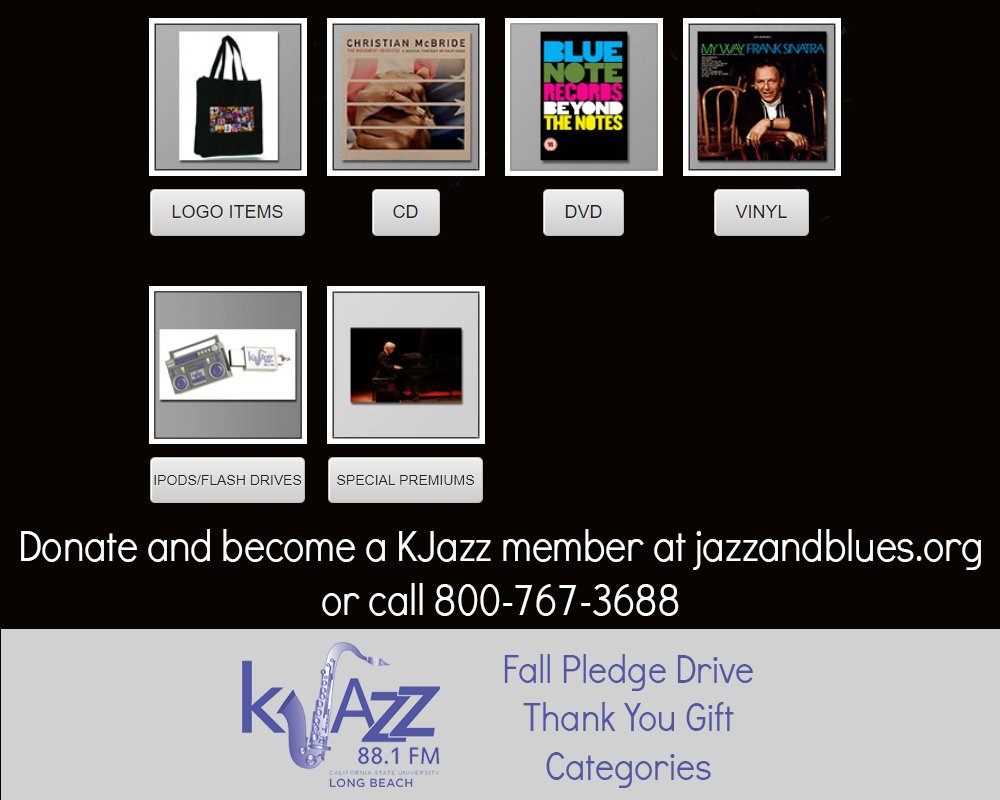 Check out all the great thank you gifts we have to choose from when you make your donation online at jazzandblues.org or call 800-767-3688.