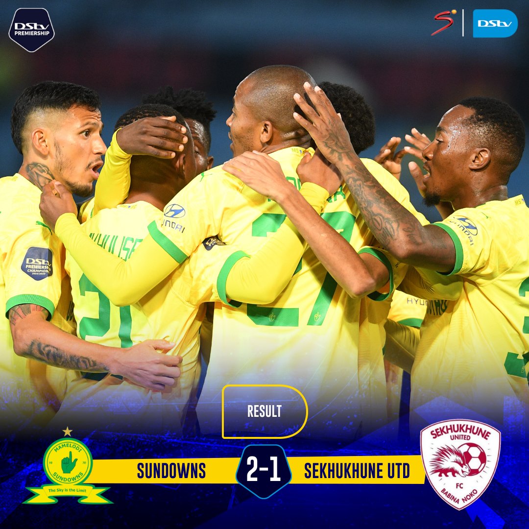 1/3 ✅ Sundowns are just two wins away from sealing the #DStvPrem title as they beat Sekhukhune Utd at Loftus Versfeld ☝🟡