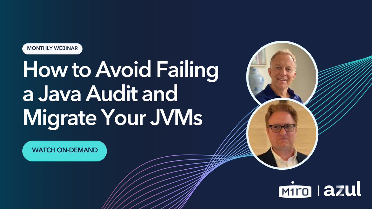 Missed the 'How to Avoid Failing a Java Audit and Migrate Your JVMs' webinar? Don't worry! You can watch it on-demand. Azul and Miro Consulting show you how you can simplify your Java transition amid Oracle audit season. bit.ly/3J9bZr8 #Java #OpenJDK #JVM #javaaudit