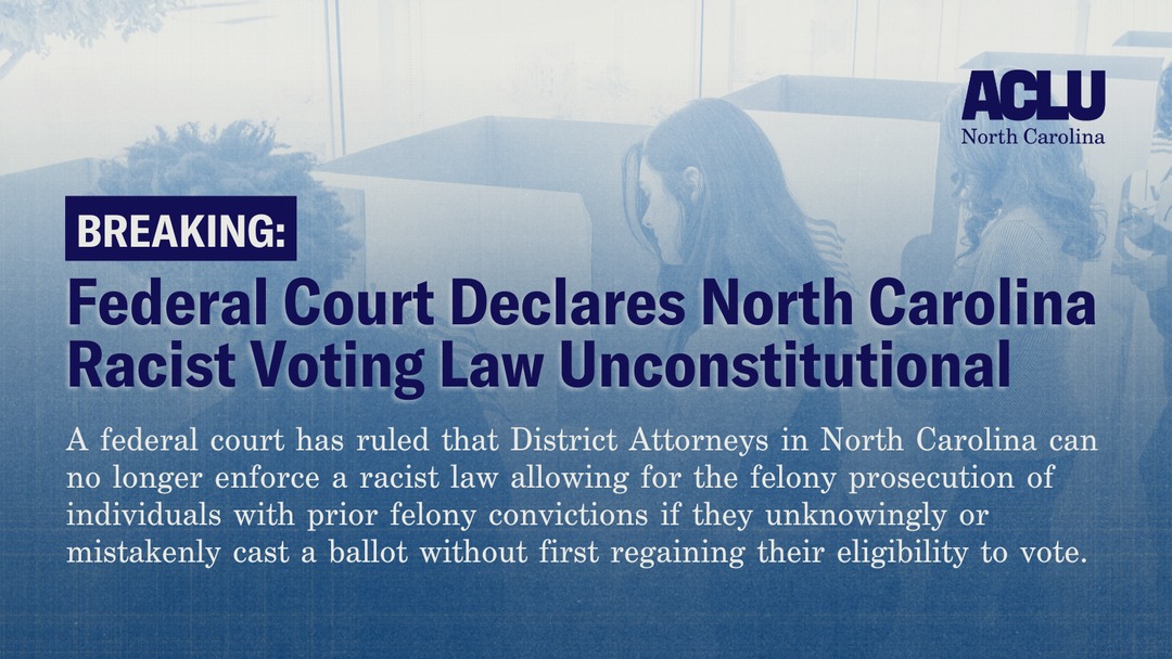 No one should face felony prosecution simply for exercising their fundamental democratic right. This ruling is a significant step towards a more just and equitable electoral system. Read more: southerncoalition.org/federal-court-….