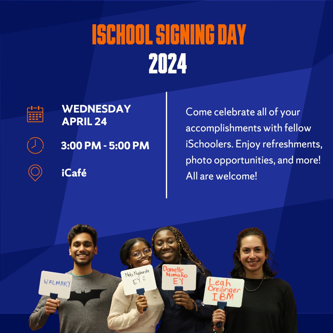 Join us tomorrow at 3 pm in the iCafé for the iSchool's annual signing day!