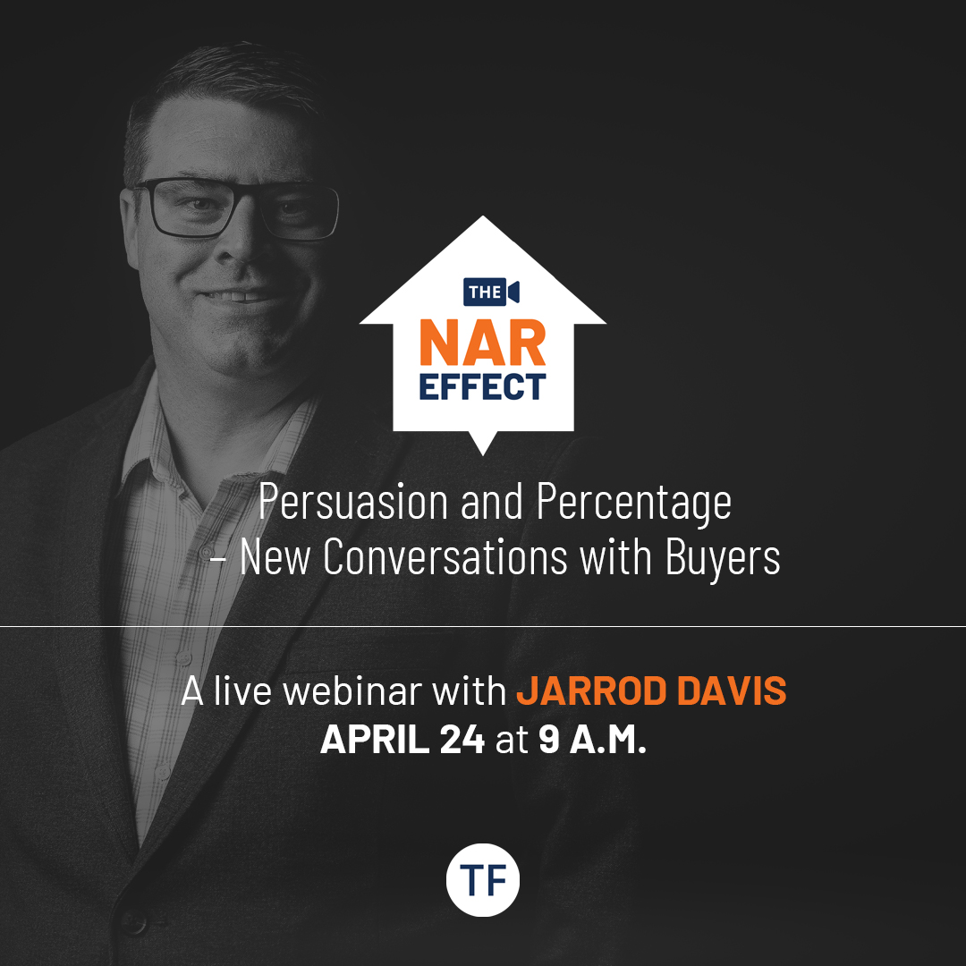 In our second installment of “The NAR Effect” coach Jarrod Davis breaks down the new conversations that agents MUST be having with buyers to establish trust, set expectations, and win the business. It happens April 24 to 9 a.m. PT. Sign up right here: hubs.la/Q02tPxt70