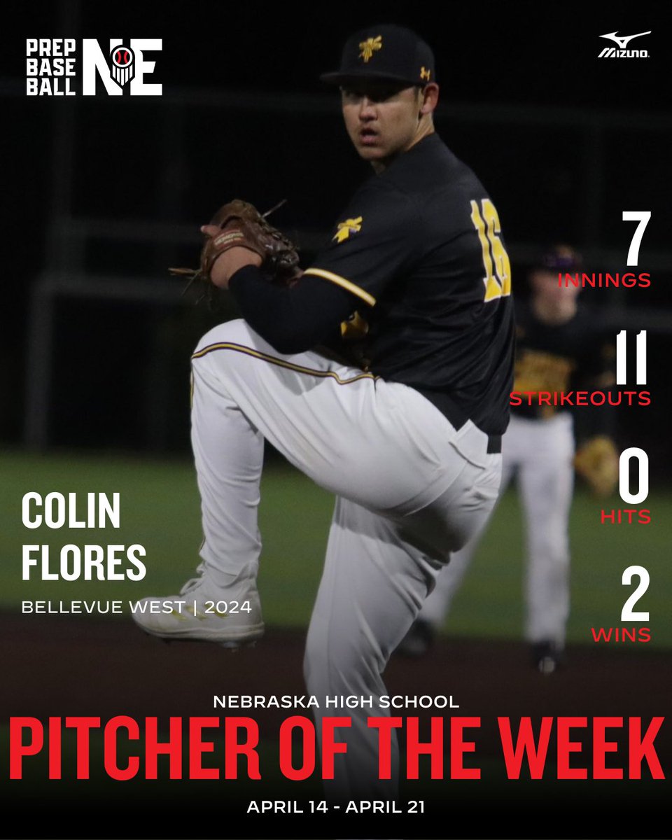 Prep Baseball Nebraska (@prepbaseballne) on Twitter photo ππππππππ πππππππ ππ
πππ ππππ
Bellevue West's Colin Flores held opponents hitless over 7 innings and racked up 11 strikeouts and 2 wins for the Thunderbirds in the process.
<a href="/ColinFlores16/">Colin Flores</a> | <a href="/T_BIRDSBASEBALL/">Bellevue West Thunderbirds Baseball</a>
MORE π: loom.ly/YwTizwA ππππππππ πππππππ ππ
πππ ππππ
Bellevue West's Colin Flores held opponents hitless over 7 innings and racked up 11 strikeouts and 2 wins for the Thunderbirds in the process.
<a href="/ColinFlores16/">Colin Flores</a> | <a href="/T_BIRDSBASEBALL/">Bellevue West Thunderbirds Baseball</a>
MORE π: loom.ly/YwTizwA