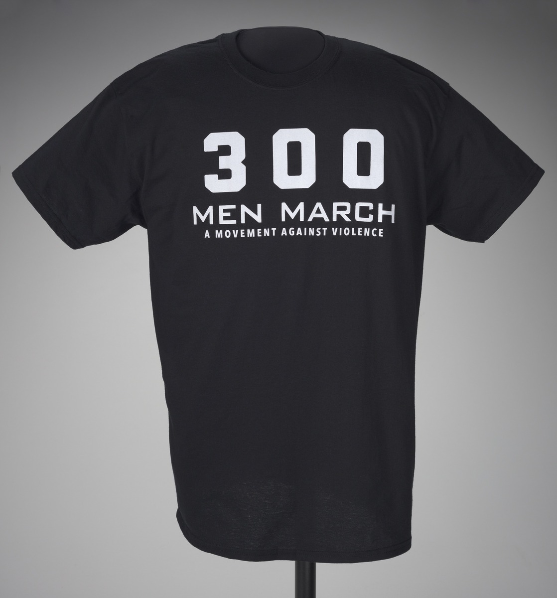 Black t-shirt for 300 Men March worn at a rally after the death of Freddie Gray nmaahc.si.edu/object/nmaahc_…