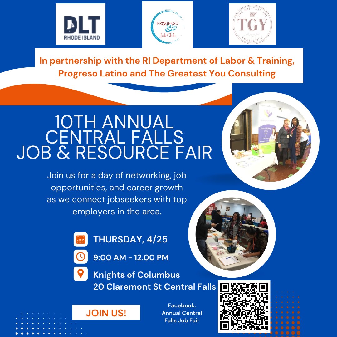 🗓️Mark your calendars!!!

Join us on Thursday, April 25, 2024, from 9:00 AM to 12:00 PM for a day filled with networking opportunities, job prospects, and avenues for career growth.

Connect with top employers and pave your path to success!

#DLTWorks #JobFair #CareerFair