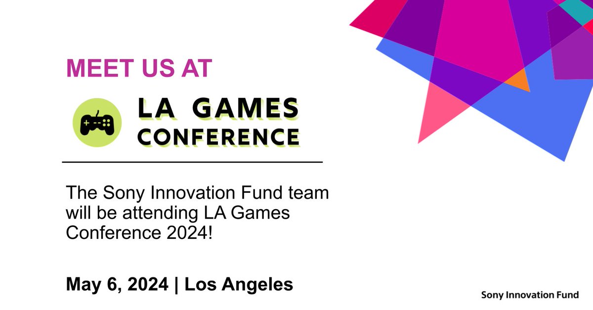Sony_Innov_Fund's tweet photo. Meet us at #LAGamesConference next month. Joe Tou, Managing Director-US, will be discussing #VC investment in #gaming alongside PKO Investments' Holly Liu, @TranscendFund's @andrewsheppard, @galaxyhq's Sam Englebardt, and @BITKRAFTVC's @jasperbrand_: https://t.co/O2tJwIQhk3. https://t.co/ZiDcBjGMz5