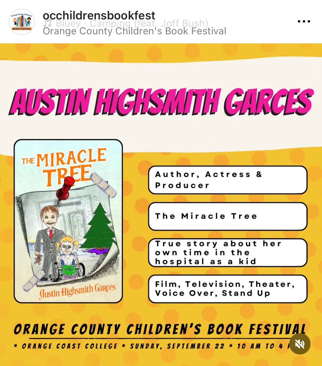 I’m over the moon to share with you all that I’ve been invited to be a guest speaker at this year’s prestigious @occhildrensbookfest September 22 at 10am to discuss @miracletreebook. I’m so very honored to be able to be a part of this incredible festival!!