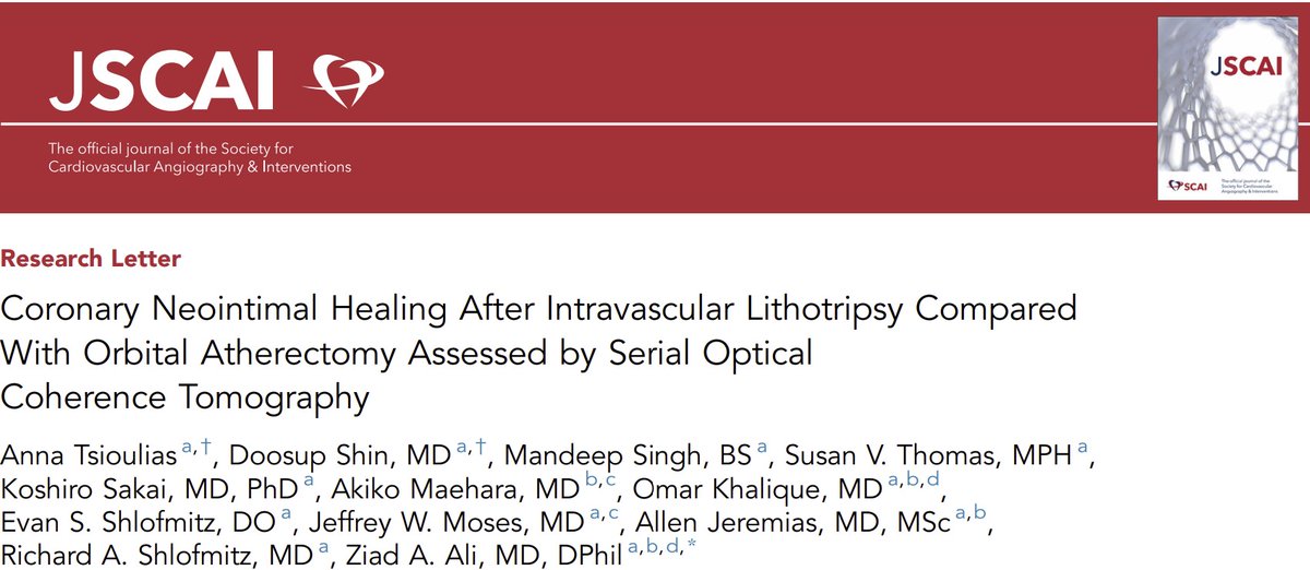 📚Neointimal healing response after #IVL is similar to that after atherectomy for calcified coronary lesions. #PCI ➡️doi.org/10.1016/j.jsca…