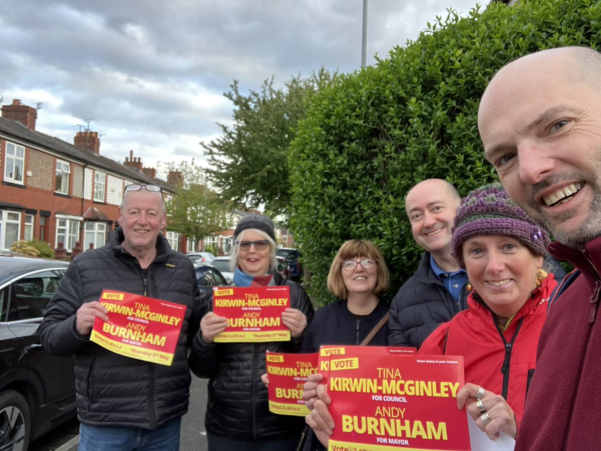 Great to be out talking to residents on Neale Rd & Provis Rd tonight. Lots of support for @Tina4Chorlton ahead of the local elections on 2 May and for Labour at the next General Election. Thank to our members who help all year round. @ChorltonLabour #chorlton #votelabour