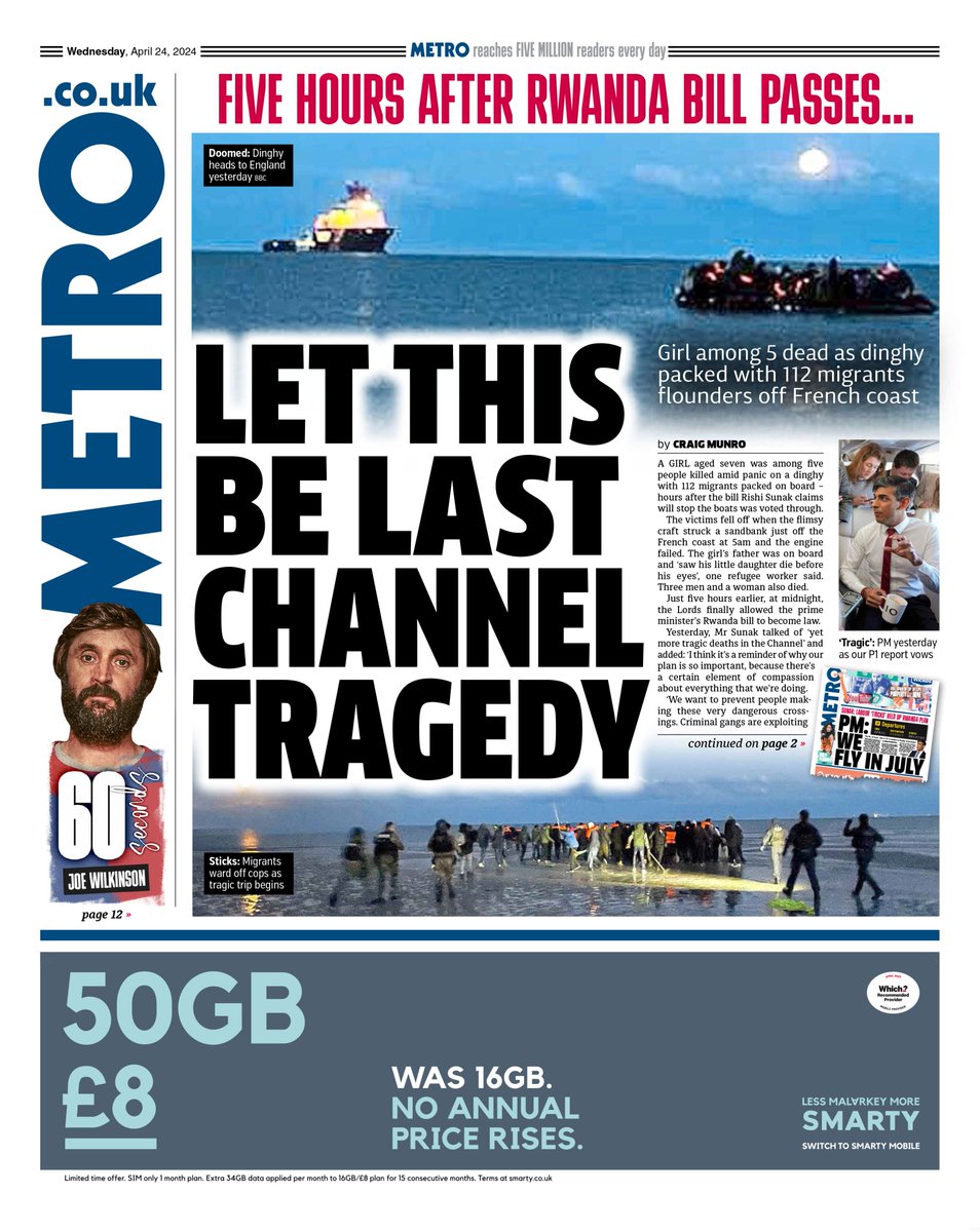 Metro: Let this be last channel tragedy #TomorrowsPapersToday