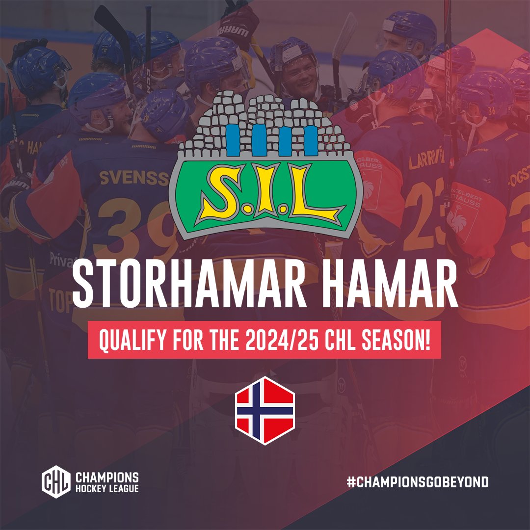 Champions Hockey League (@championshockey) on Twitter photo ✅ <a href="/StorhamarHockey/">Storhamar Hockey</a> qualify for 2024/25! 🔥
The new 🇳🇴 champions 🏆 are back in the Champions Hockey League and ready to gear up for season no. 3️⃣ later this year! 👏
Congratulations! 👑
#ChampionsGoBeyond ✅ <a href="/StorhamarHockey/">Storhamar Hockey</a> qualify for 2024/25! 🔥
The new 🇳🇴 champions 🏆 are back in the Champions Hockey League and ready to gear up for season no. 3️⃣ later this year! 👏
Congratulations! 👑
#ChampionsGoBeyond