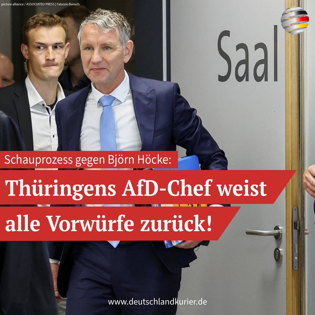 Im politischen Schauprozess über die angebliche Verwendung einer NS-Parole durch den Thüringer @AfD-Chef @BjoernHoecke hat sich dieser erstmals selbst zu den Vorwürfen geäußert. Vor dem Landgericht Halle beteuerte Höcke am zweiten Hauptverhandlungstag (23. April) seine Unschuld…