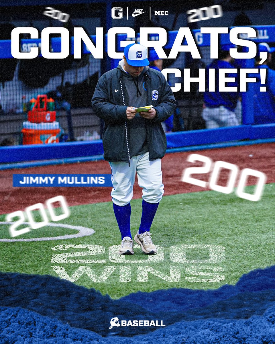 𝟐𝟎𝟎! Head Coach Jimmy Mullins reached 𝟐𝟎𝟎 career wins against West Virginia State on Apr. 14! Congrats, Chief!🫡 #GoPioneers