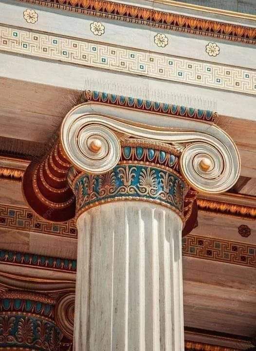 A Greek column in its original colors (Modern Reconstruction) #drthehistories