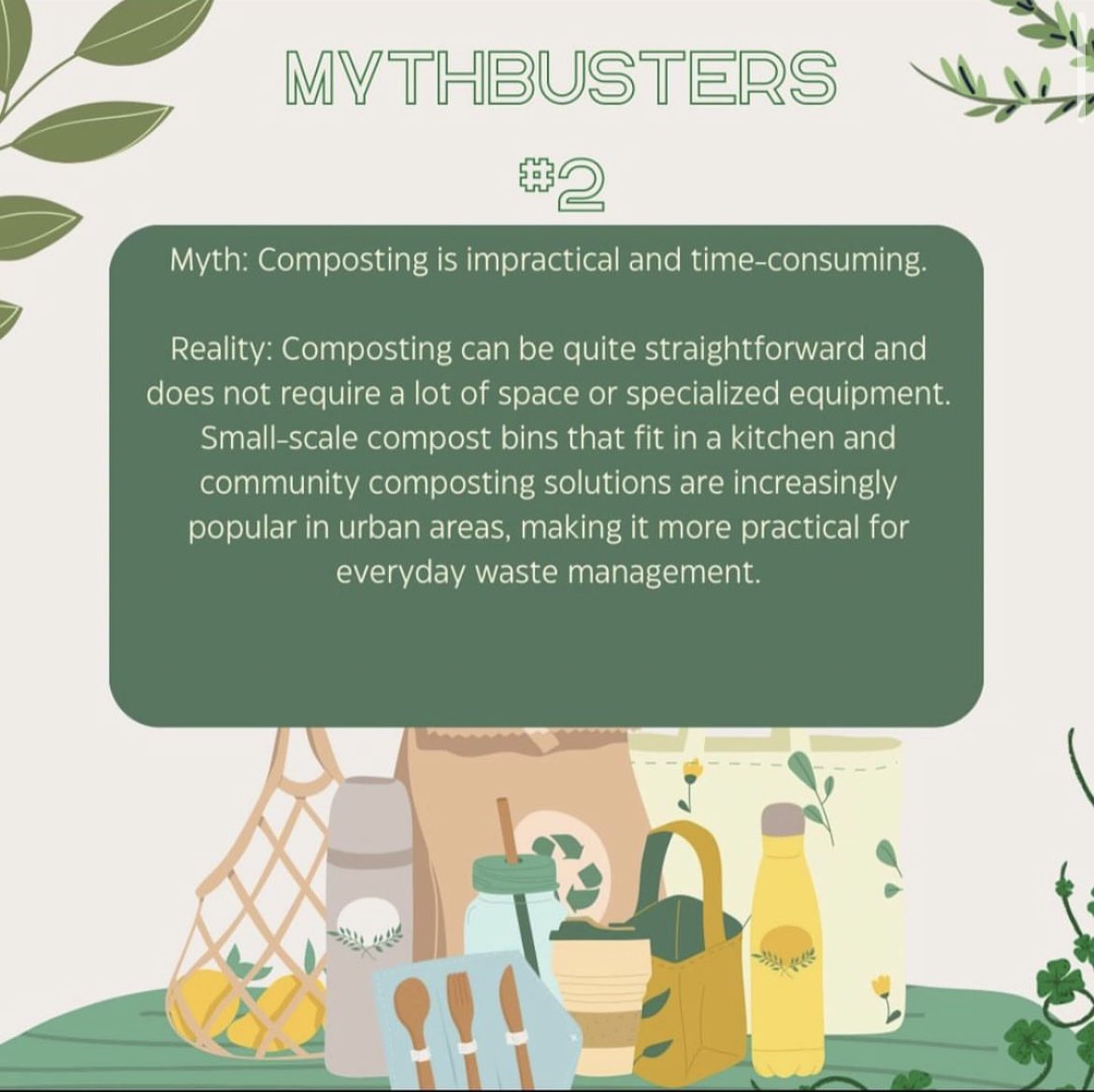 Myth: Composting is impractical and time-consuming. Reality: It's easier than you think!
With small-scale kitchen compost bins and community solutions, composting is practical and eco-friendly.
Let's turn waste into wealth! • ♻️#Composting Myths #SustainableLiving #WasteToWealth