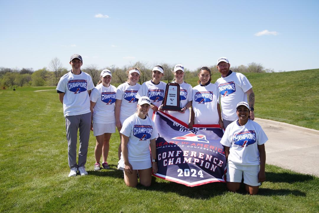Go_Mustangs's tweet photo. Your 2024 Heart of America women's golf champions, @MMUWGOLF! The Mustangs dominate the spring season, taking home the Heart of America title by 14 strokes! #MMUwgolf https://t.co/849TH1DJJi