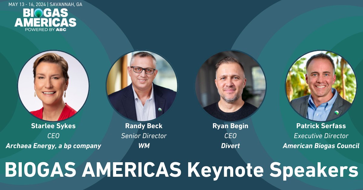 📣BIOGAS AMERICAS Keynote speakers announced!
Industry leaders from @Archaea_Energy, @divertinc, & @WasteManagement will address the biggest drivers in #biogas including:
➡️ #RFS & #LCFS
➡️#voluntarymarkets
➡️#decarbonizing other fuels
➡️bio-CO2
➡️& more!
biogasamericas.com