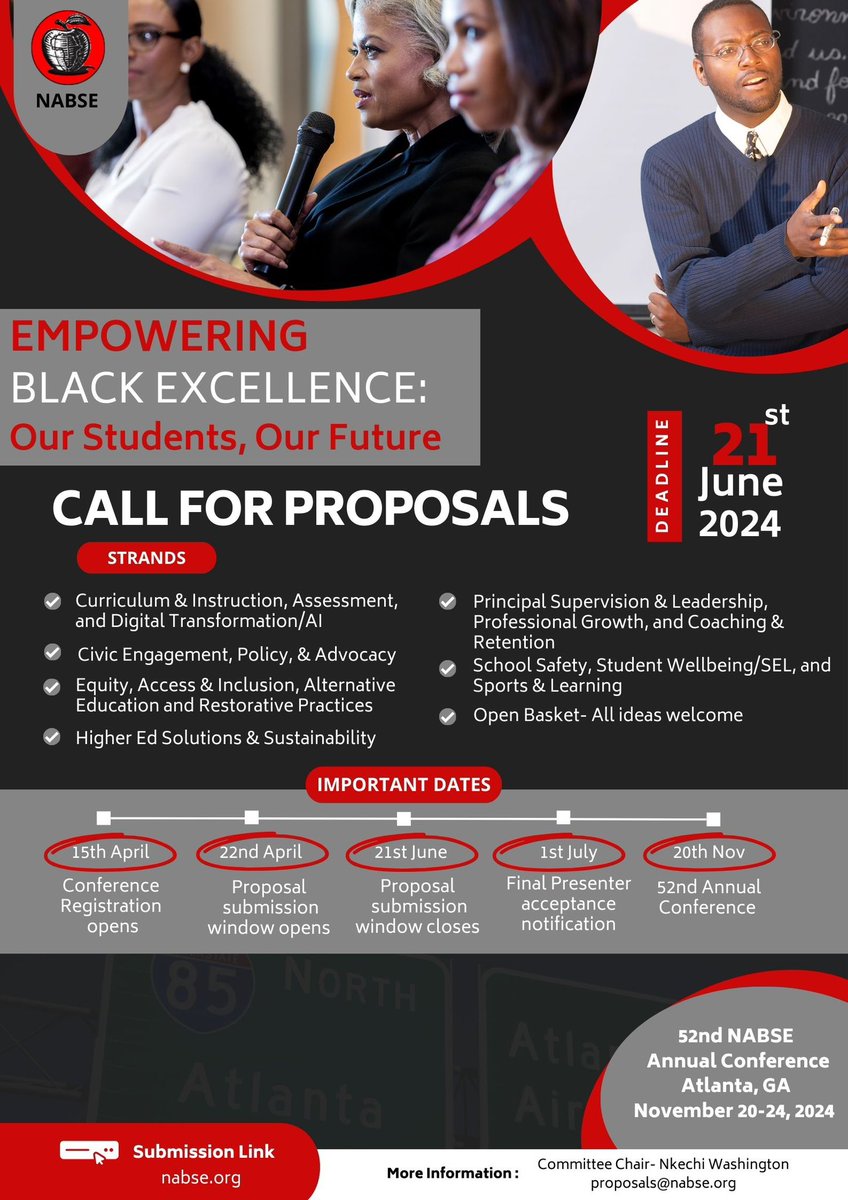 I’m so proud of this committee and the work we have done to create the ultimate PD experience for 52nd Annual NABSE Conference. The proposal window is open and we look forward to your submissions!!