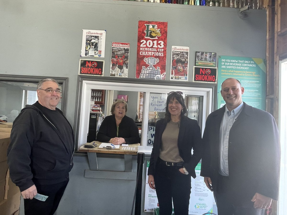 Bluenose Bottle Exchange owners Todd and Sharon show Minister Halman their operations - depots like this help divert waste from landfills & are a critical part of Nova Scotia’s #circulareconomy