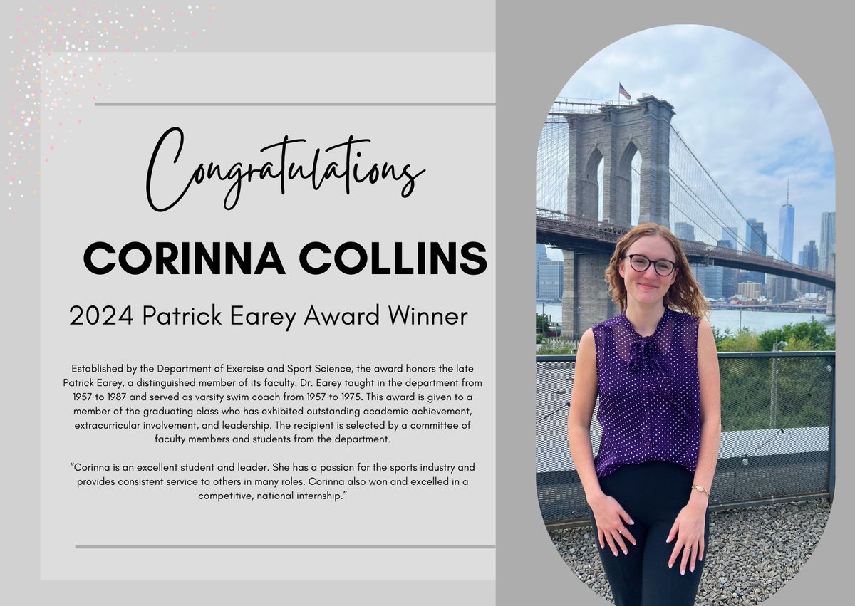Congratulations to Corinna Collins for winning the 2024 Patrick Earey Award! 🥳🎉