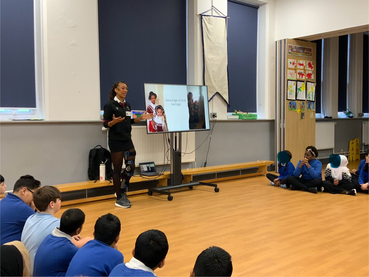 nppschool's tweet photo. Y6 were so grateful to @NiaFajeyisan for coming in to talk to them about modern Wales, dual heritage and how our amazing city is a product of the contributions of our multicultural communities. What an inspirational role model! #felmerch #urdd #welshnigerian @YsgolPlasmawr https://t.co/bgL73ObTC5
