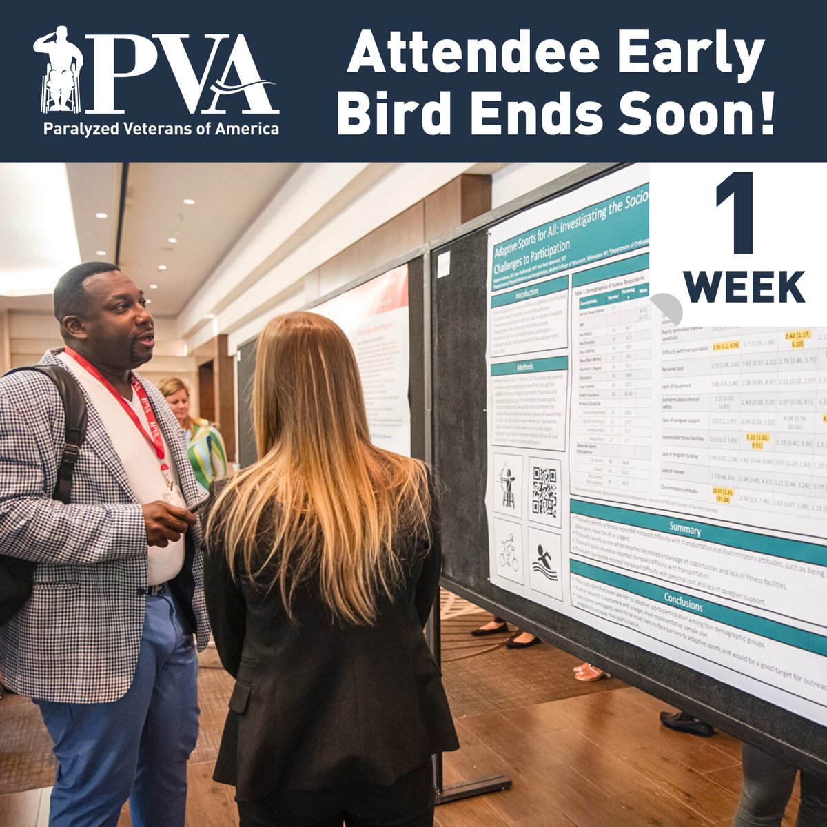 PVA1946's tweet photo. Clinicians who attend our conference can apply learnings to immediate use in caring for Veterans and those with SCI/D, MS, and ALS.

Learn more and register for our #PVASummit + EXPO in Anaheim, CA, by 4/30/2024 to take advantage of our early bird fee: https://t.co/VoNt5Wbmlf. https://t.co/8Ocx0ZwCs6
