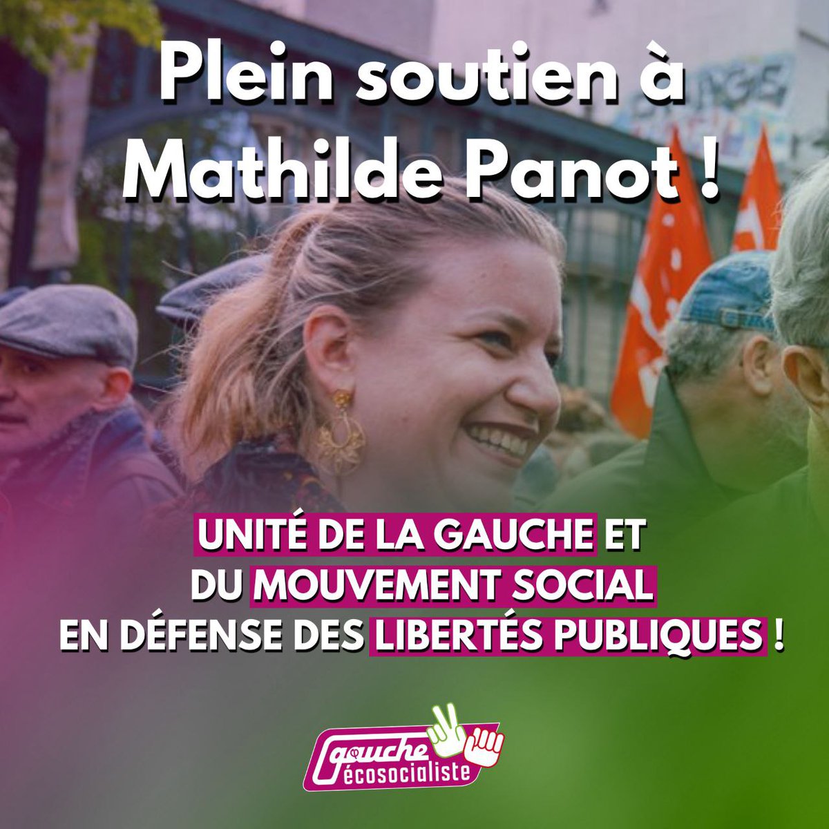 Totale solidarité avec @MathildePanot ! Unité de la gauche, des écologistes, du mvt social pour réagir face à ces attaques contre les libertés et la démocratie ! Communiqué de la GES 👇🏼👇🏼👇🏼 gauche-ecosocialiste.org/plein-soutien-…