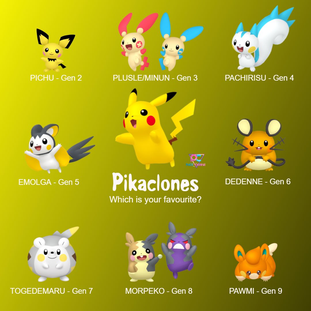 ✨ Pikaclones ✨ Which is your favourite electric mouse? ✨