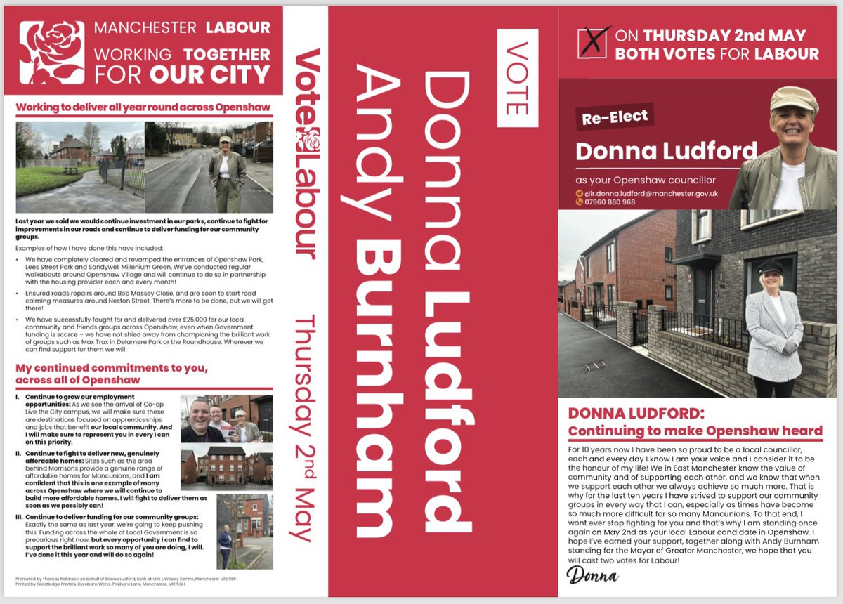 🔈Tonight Cllr @donnaludford, @SeanMcHale9 and myself began the delivery of the Openshaw election address around the Delamere Park area! Over the next 9 days we’ll be aiming to deliver across the entire ward! (1/2)