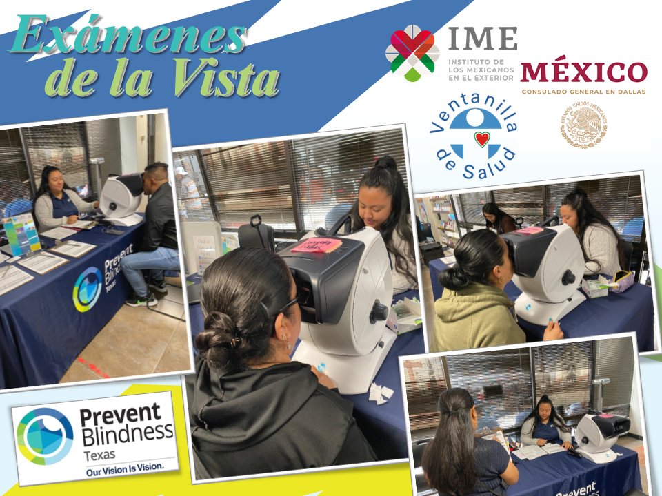 ConsulMexDal's tweet photo. En @ConsulmexDal ofrecimos exámenes de la vista gratuitos. Gracias, Prevent Blindness Texas, por el apoyo.
¡Cuida tu salud visual! 👀
#VDSDallas https://t.co/62an192cEr