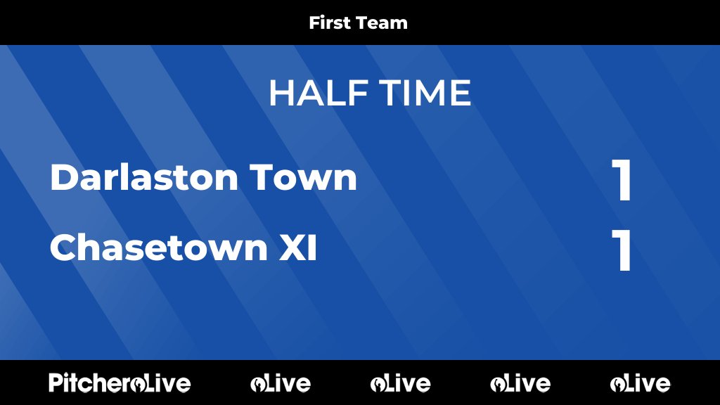 HALF TIME: Darlaston Town 1 - 1 Chasetown XI #DARCHA # Kieron Miller opened the scoring for Darlaston with Chasetown equalising after 38 minutes darlastontown1874fc.com/teams/116581/m…