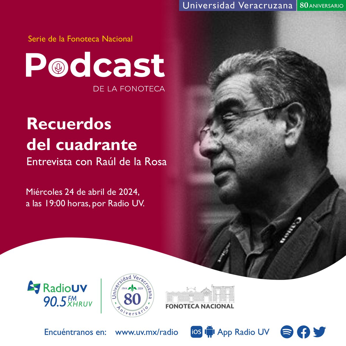 Esta semana, escucha una entrevista con el promotor cultural Raúl de la Rosa, quien ha sido testigo de la evolución y transformación de la radio... ¡entérate de lo que platicamos y disfruta la emisión en alianza con la Fonoteca Nacional! 🔊24 de abril | 20:00 horas | 90.5 FM V