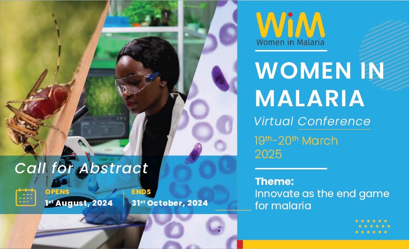 Important update: The 2nd Women in Malaria conference will be held virtually 🗓️ 19.-20. March 2025. ✍️Abstract submission open 1. August - 31. October 2024. #malaria Please re-post and share the news 🦟🧬🧫