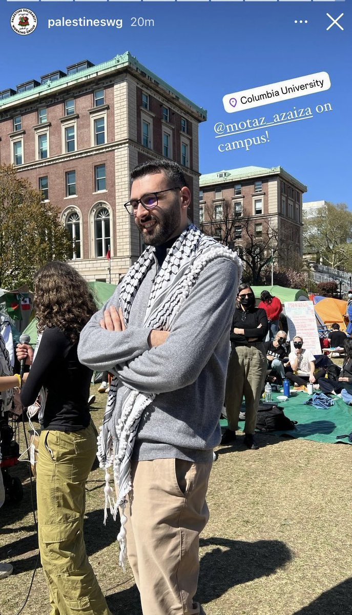 The pro-Hamas illegal encampment @Columbia continues to have visitors from outside the university. One of today’s visitors includes Motaz Azaiza. Yet Columbia Professor @ShaiDavidai has been barred from campus by the university, claiming the administration can’t ensure his