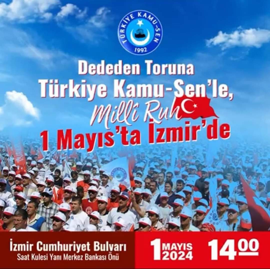 📍1 MAYIS EMEK VE DAYANIŞMA GÜNÜNDE İZMİR'DEYİZ.

🔴Yardımcı Hizmetler Sınıfı  Hakkı olan kadro ve ünvanları alarak diplomalarına göre GİH ve THS'na sınavsız olarak geçişinin bir an önce sağlanması için
🔴Enflasyon ve olumsuz ekonomik gelişmeler karşısında eriyen memur