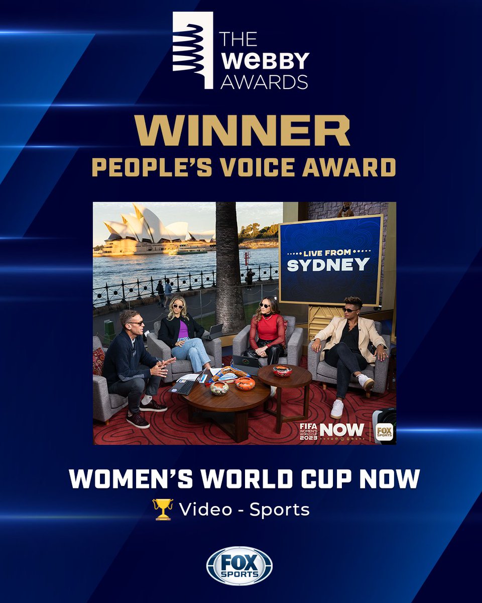 .@FOXSports Digital’s 'Women’s World Cup Now' is a People’s Voice Award Winner at @TheWebbyAwards for the category Video-Sports. ⚽️🏆 Congratulations to all the honorees!👏👏