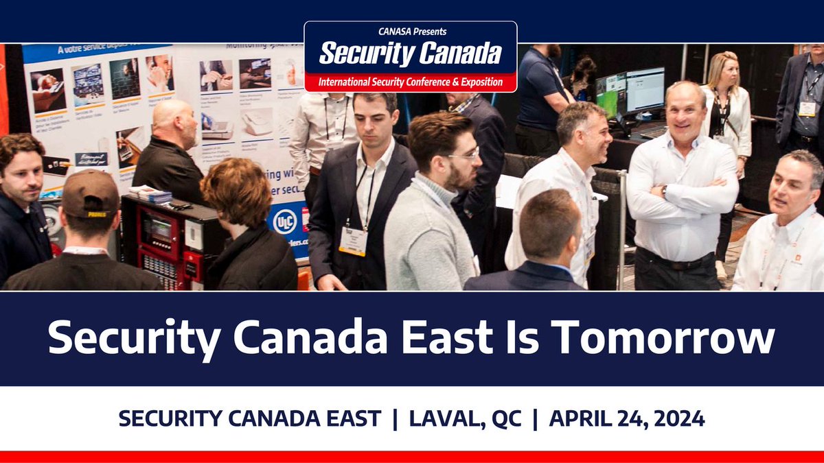 #SecurityCanada East is tomorrow, and we can't wait to welcome you to the Sheraton Laval Hotel. On-site registration opens at 9:00 am — see you there! Get more details: bit.ly/3wHRkre #SecurityIndustry #PhysicalSecurity