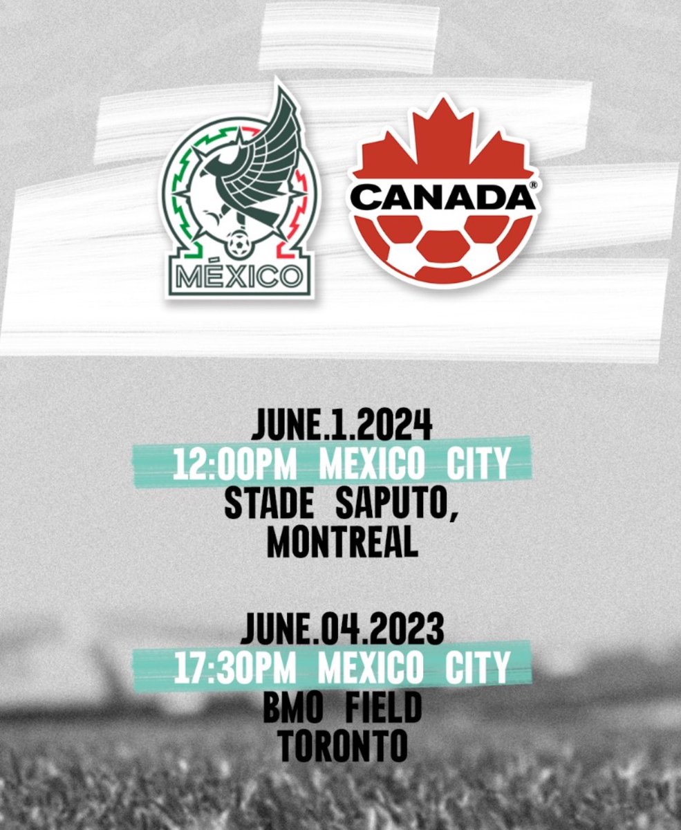 nohay02sin03's tweet photo. Mexico 🇲🇽 se enfrentará a Canadá 🇨🇦 el 1 y 4 de Junio. ¿Como creen que le vaya a la selección? https://t.co/5wXyj5gW3O